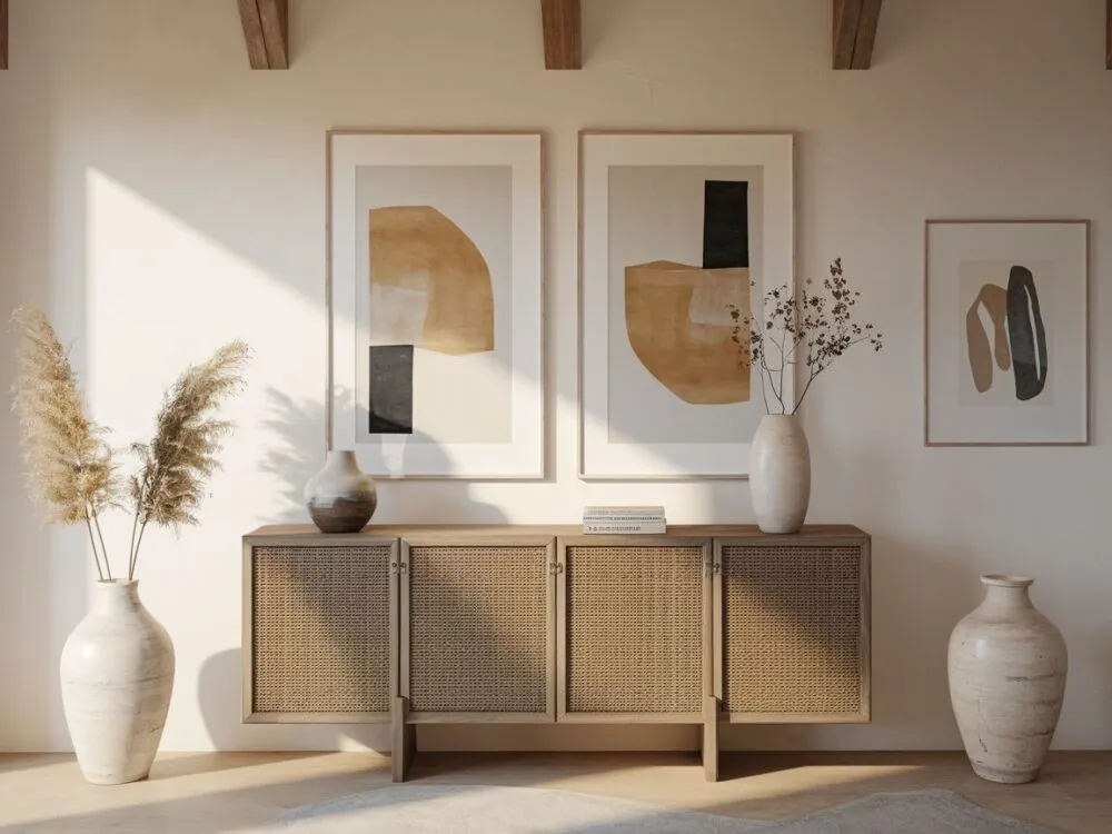 zasady aranżacji ściany nad komodą proporcje