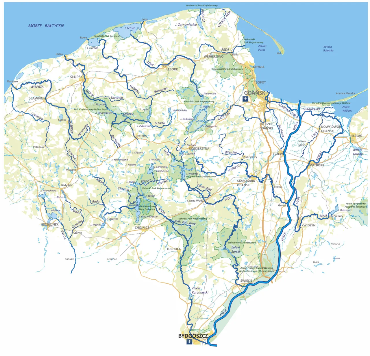 mapa szlaków kajakowych zachodniopomorskie