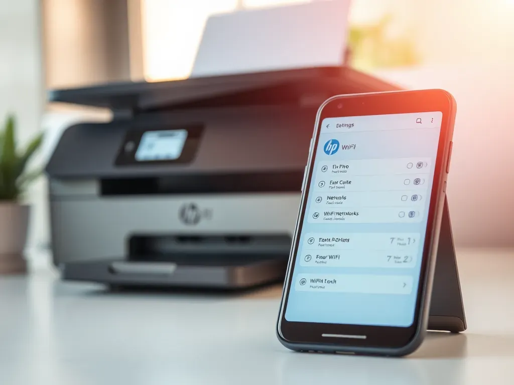 Drukarka HP podłączona do Wi-Fi i telefon