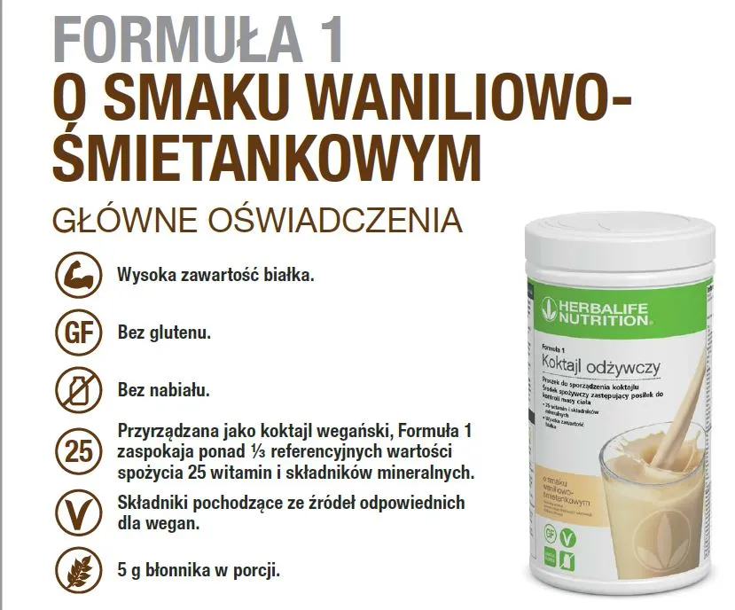Herbalife Formuła 1 koktajl waniliowy 780g opakowanie
