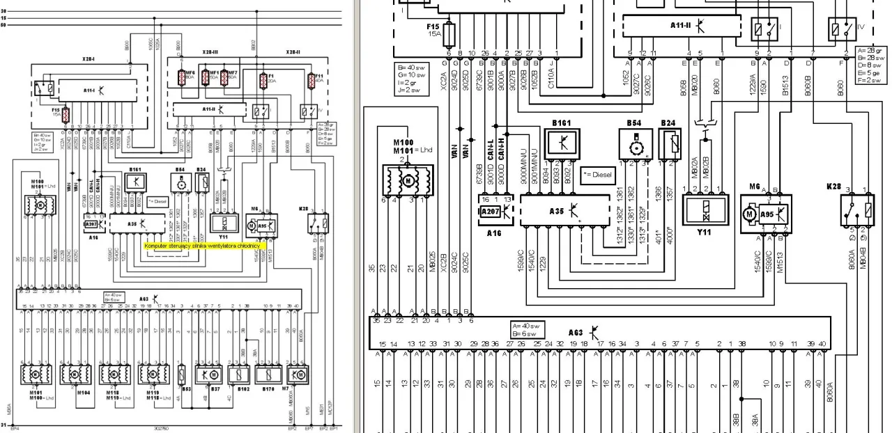 Peugeot 407 lokalizacja modułu wentylatora chłodnicy schemat