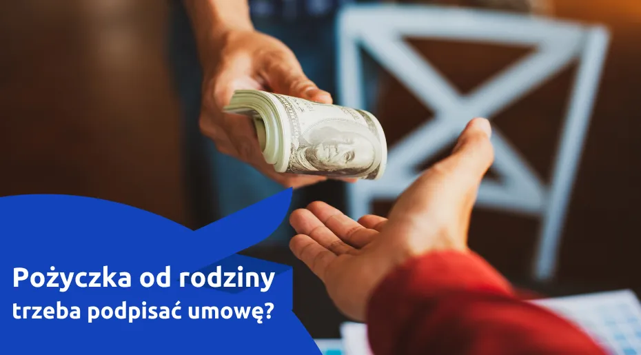 Rodzina przekazująca sobie pieniądze, symbol pożyczki rodzinnej