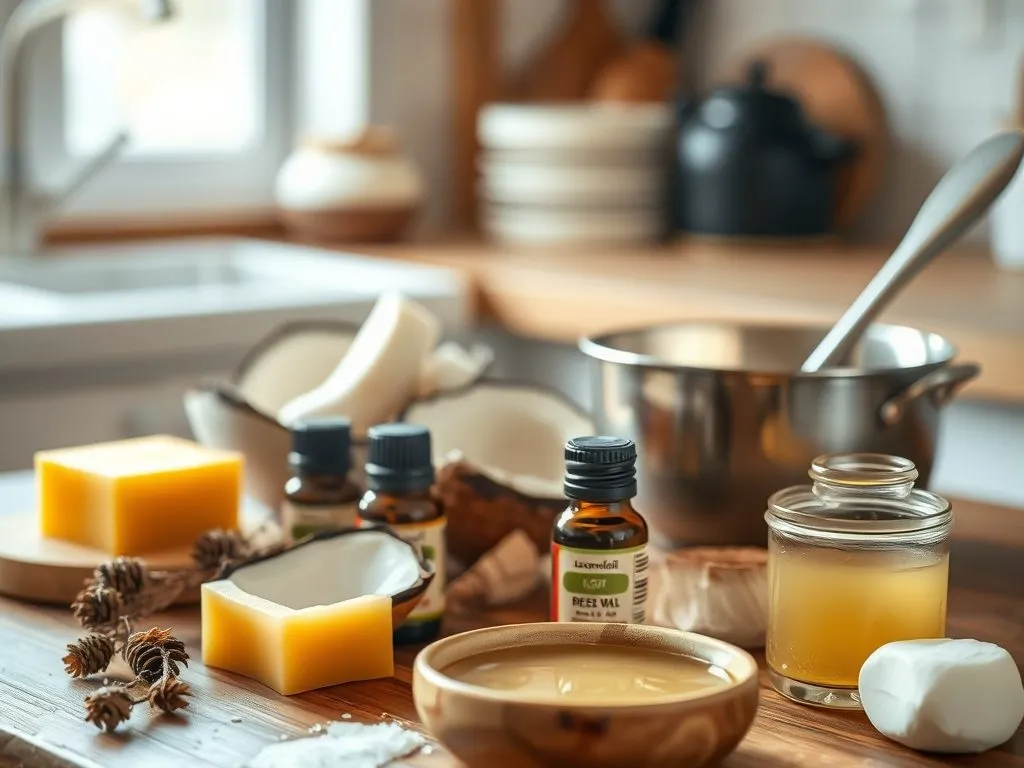 składniki i narzędzia do domowego balsamu do ust