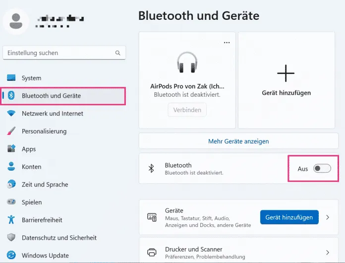 AirPods Windows Bluetooth Einstellungen