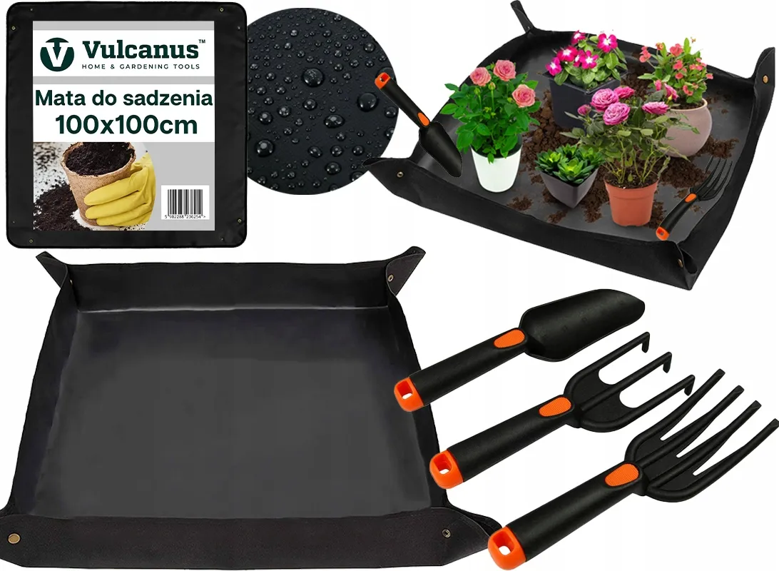 narzędzia i materiały do przesadzania kwiatów