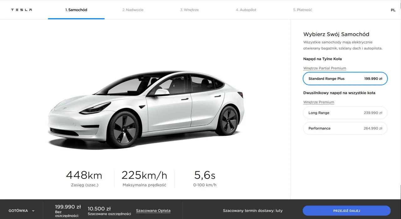 Tesla modele cennik Polska