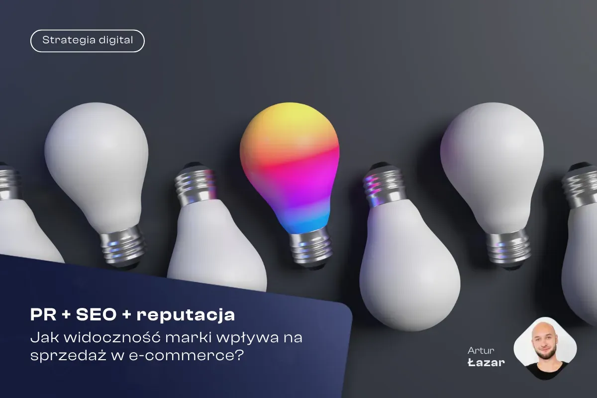 Żar&oacute;wki, jedna kolorowa, symbolizują jak stać się bardziej widocznym w internecie dzięki PR, SEO i reputacji.