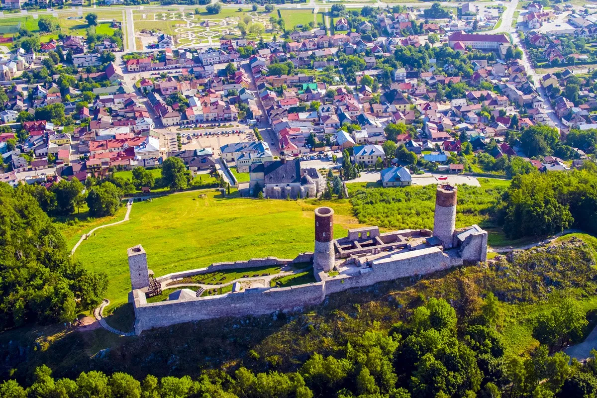 Zamek w Chęcinach widok z lotu ptaka