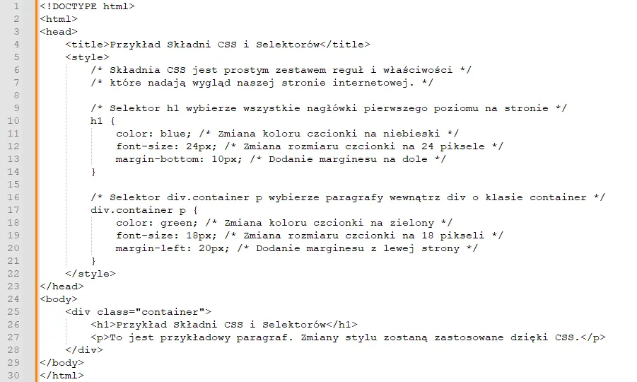 Przykłady kodu CSS do zmiany koloru tekstu