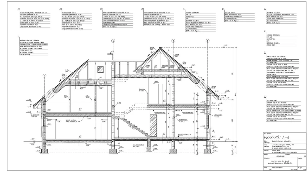 projekt budowlany rzut przekr&oacute;j