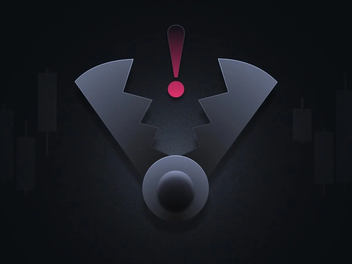 Symboliczny wykres świecowy z wykrzyknikiem i kulą, sugerujący, kt&oacute;ra kryptowaluta wystrzeli.