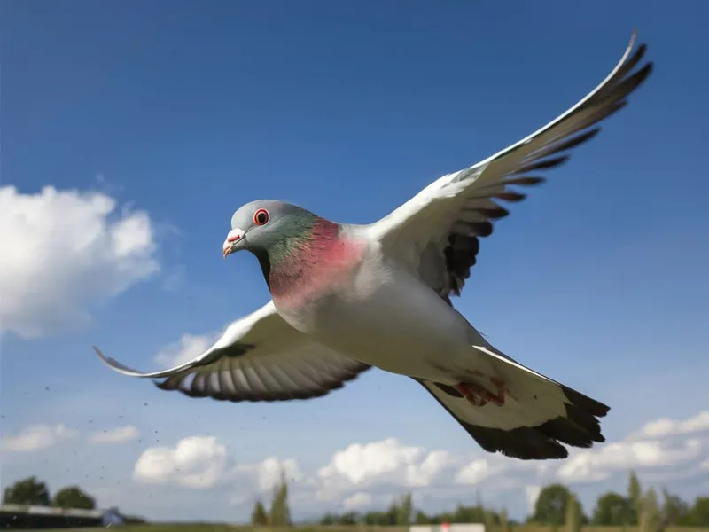 Gołąb pocztowy odpoczywający po locie