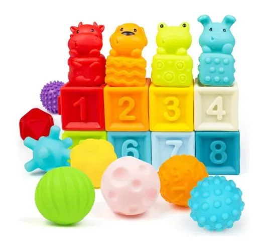 gumowe klocki sensoryczne r&oacute;żne faktury i kolory