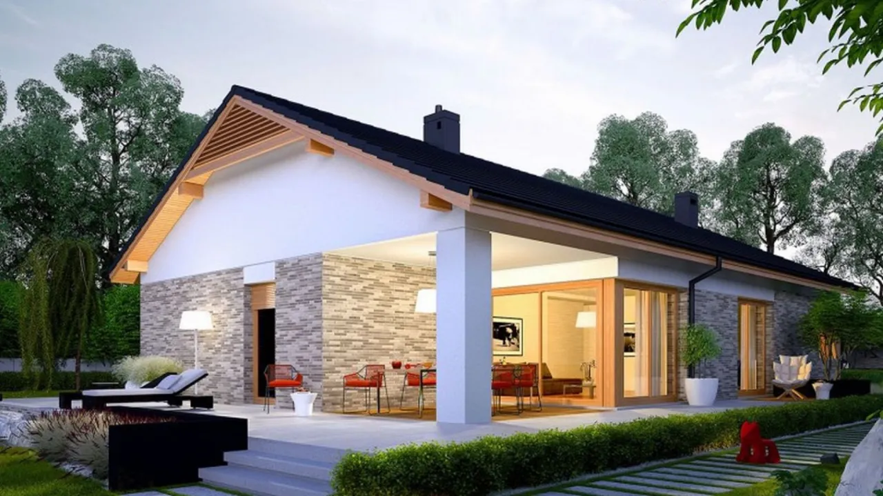 Elewacja z klinkieru i kamienia