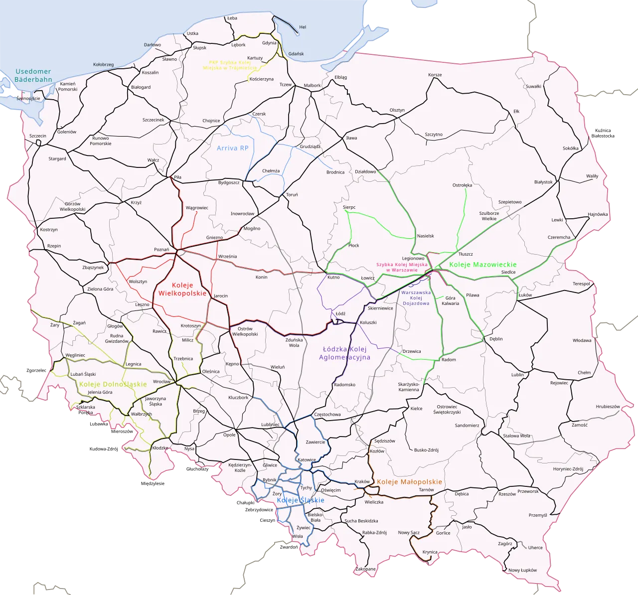 różni przewoźnicy kolejowi w Polsce