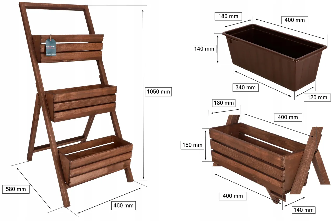 drewniany kwietnik drabinka materiały narzędzia