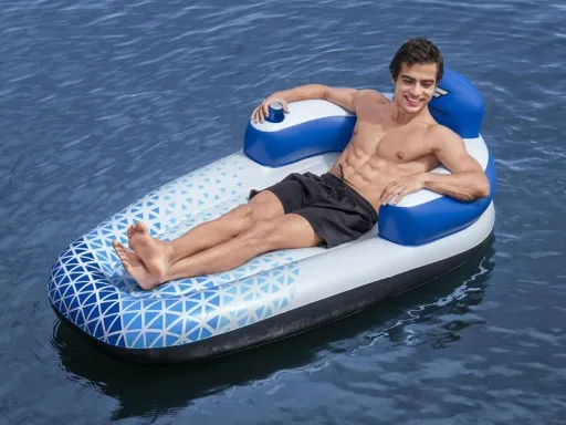 rodzaje materacy do pływania, materac dmuchany jednoosobowy, materac dmuchany dwuosobowy, fotel dmuchany do wody, wyspa dmuchana