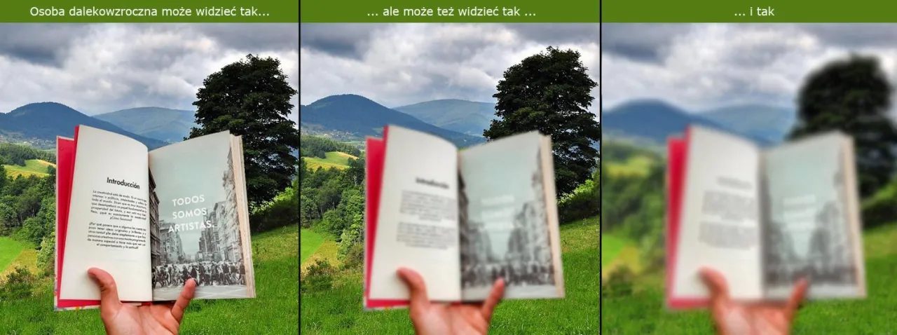jak widzi dalekowidz +2 dioptrie symulacja