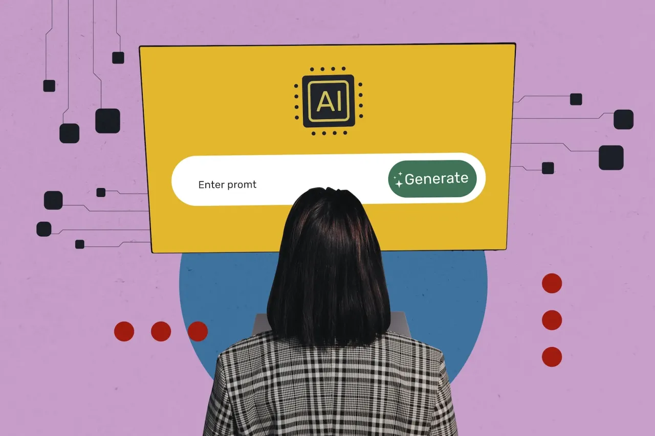 Osoba przed ekranem z napisem 