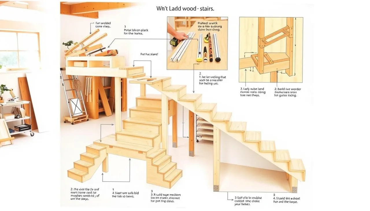 narzędzia do budowy schodów drewnianych