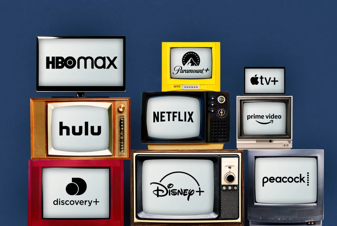 Netflix YouTube Disney+ Max Player logo collage