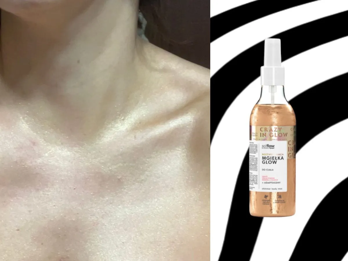 kobieta aplikująca mgiełkę rozświetlającą na ciało