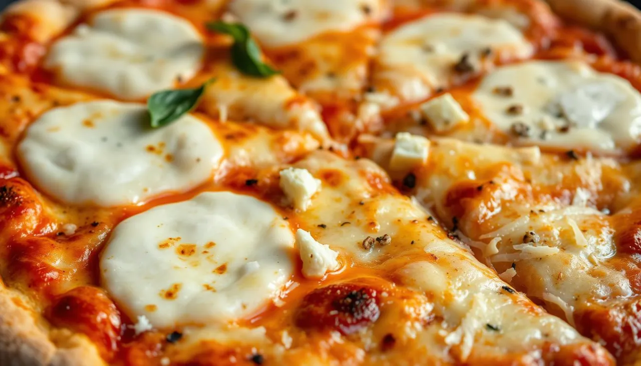 pizza ser na wierzchu złocisty