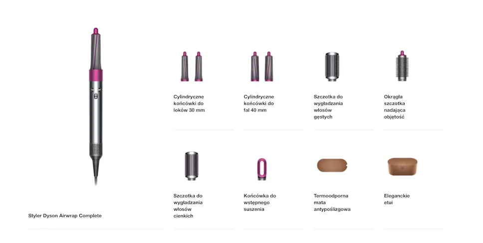 Dyson Airwrap wszystkie końc&oacute;wki zastosowanie