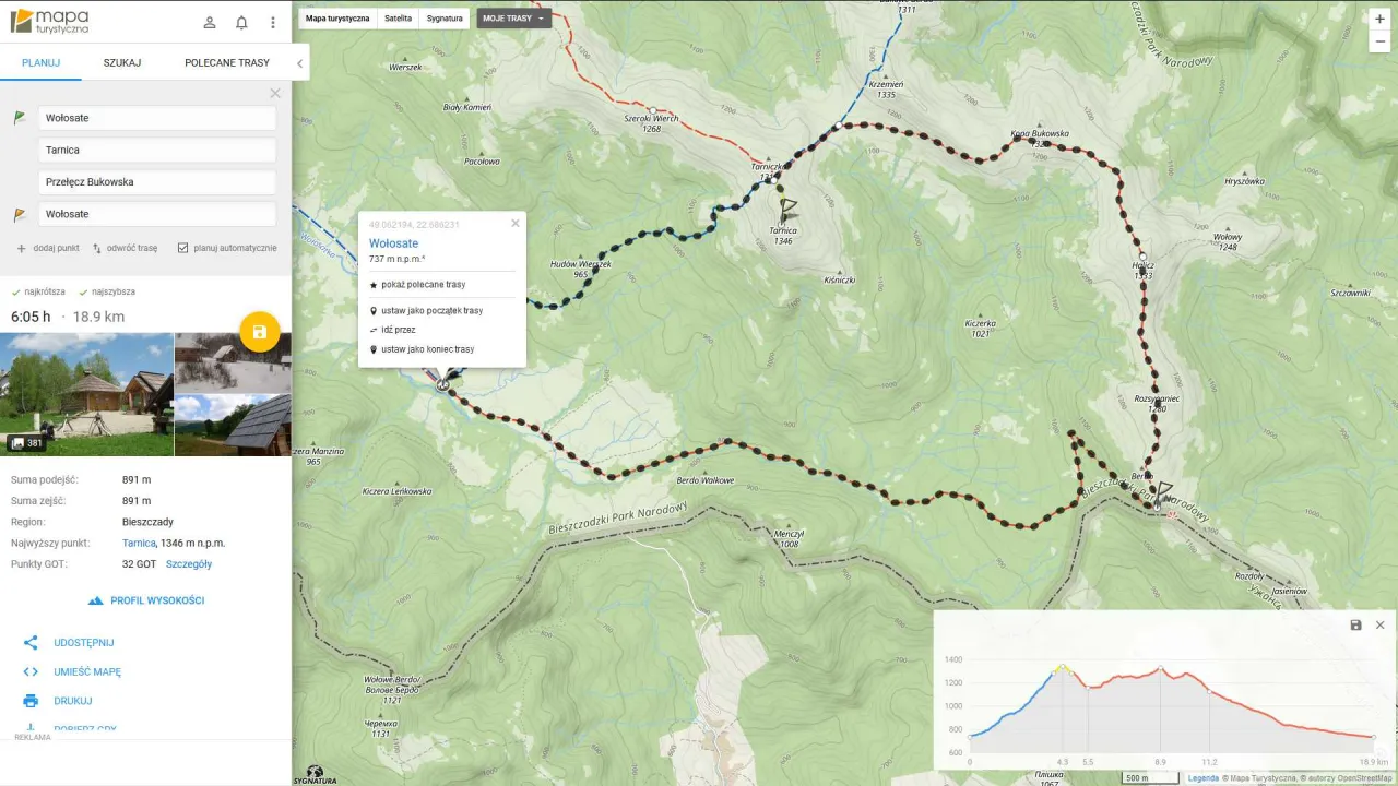 Planowanie wycieczki w g&oacute;ry mapa