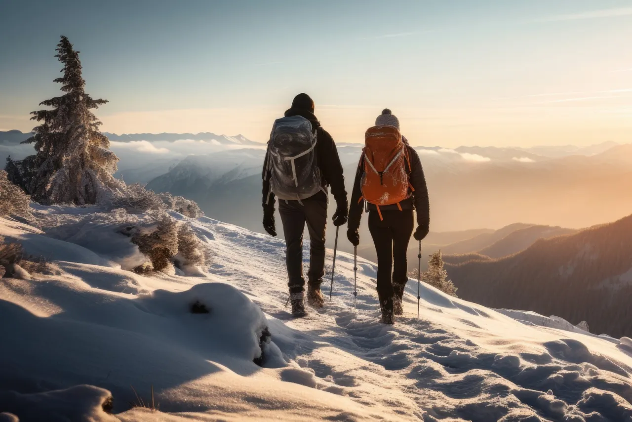 Zimowy krajobraz górski z narciarzami