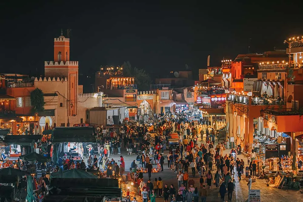 Marrakesz plac Dżemaa el-Fna nocą