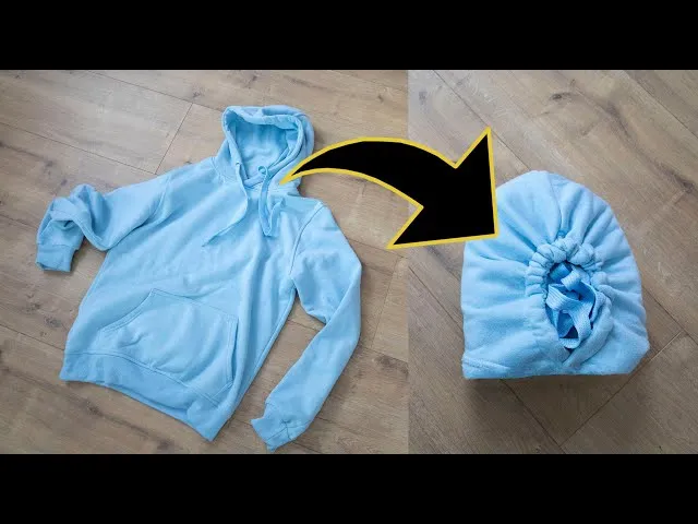 składanie bluzy z kapturem metoda kieszeni