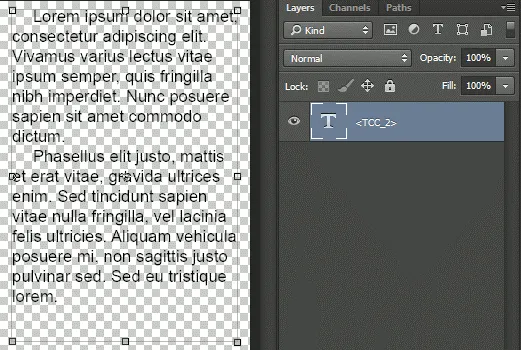 Photoshop tekst punktowy vs akapitowy