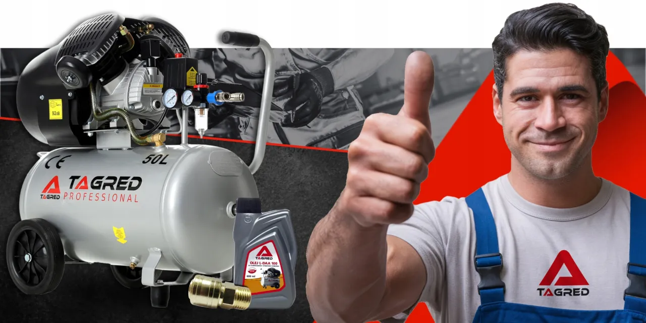 Zdjęcie narzędzi Tagred w użyciu, np. agregat prądotw&oacute;rczy lub kompresor