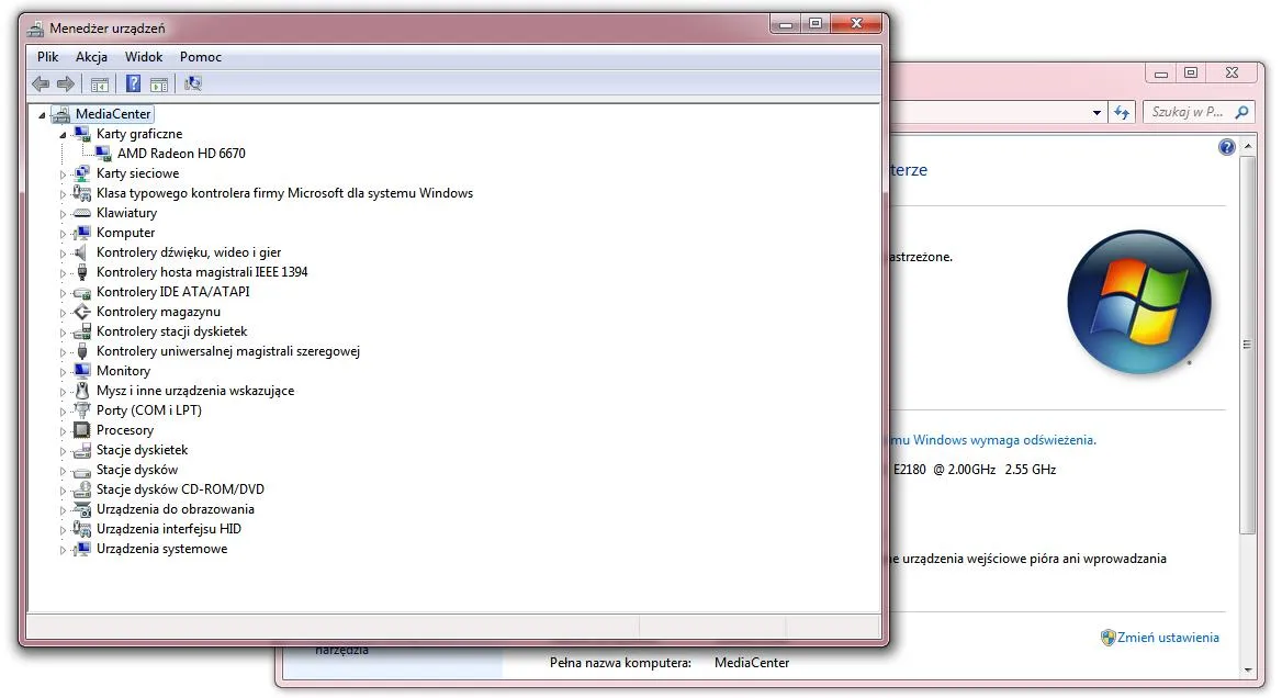 Menedżer urządzeń karty graficzne