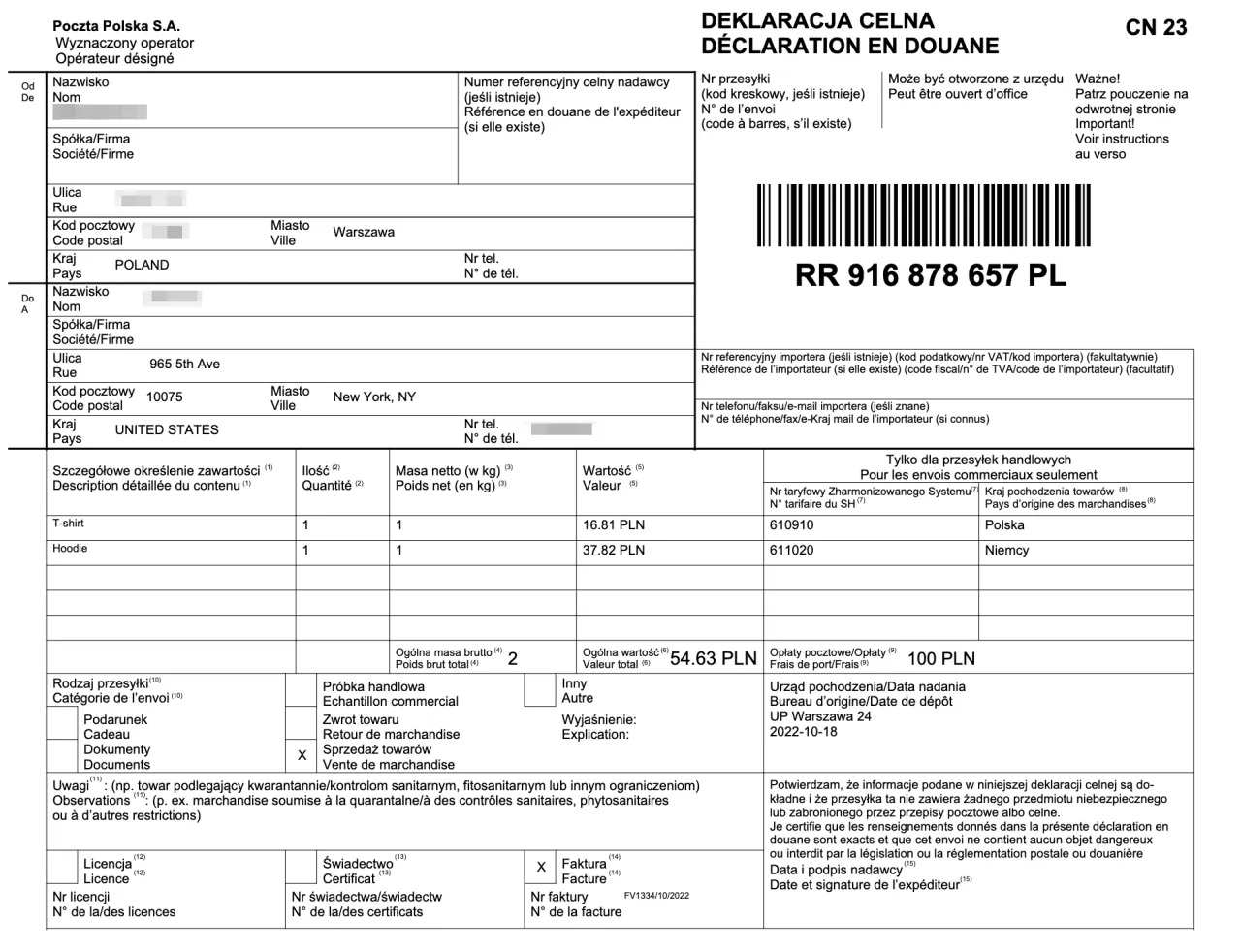 formularz deklaracji gotówki celna