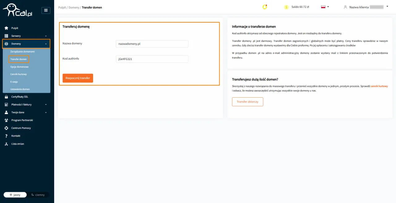Lista kontrolna transferu domeny