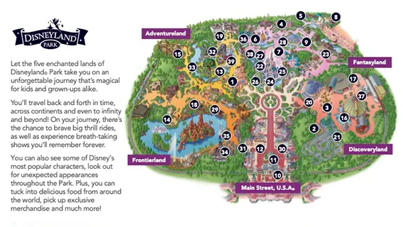 Mapa Disneyland Park Paris z krainami