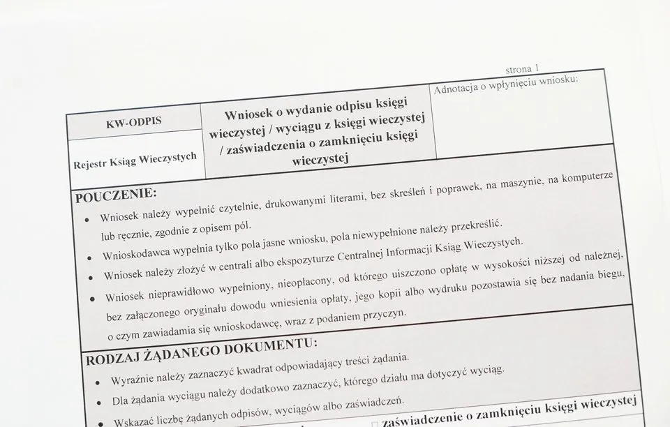 Wniosek o odpis księgi wieczystej online