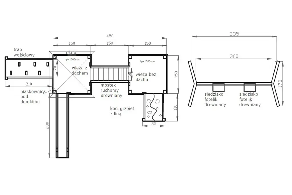 budowa drewnianego placu zabaw schemat