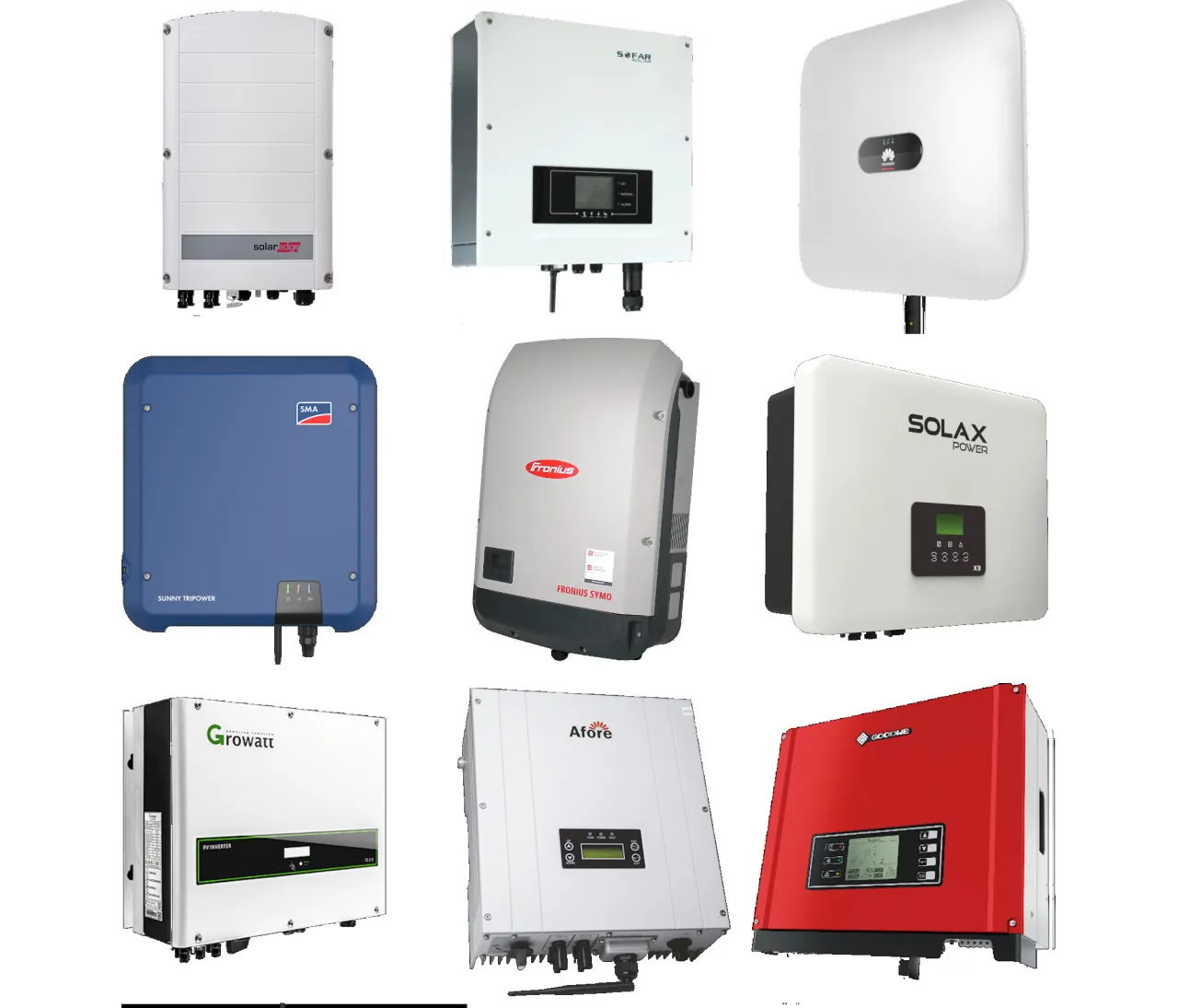 różne rodzaje paneli fotowoltaicznych i falowników