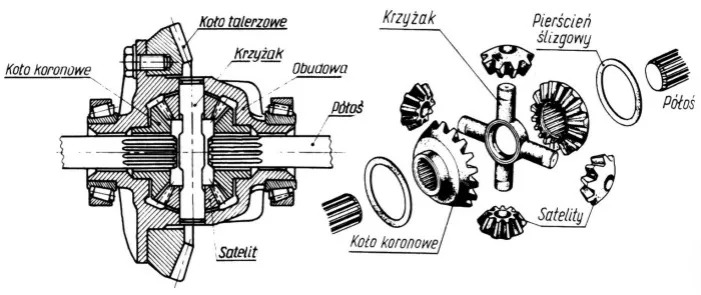 schemat działania mechanizmu r&oacute;żnicowego