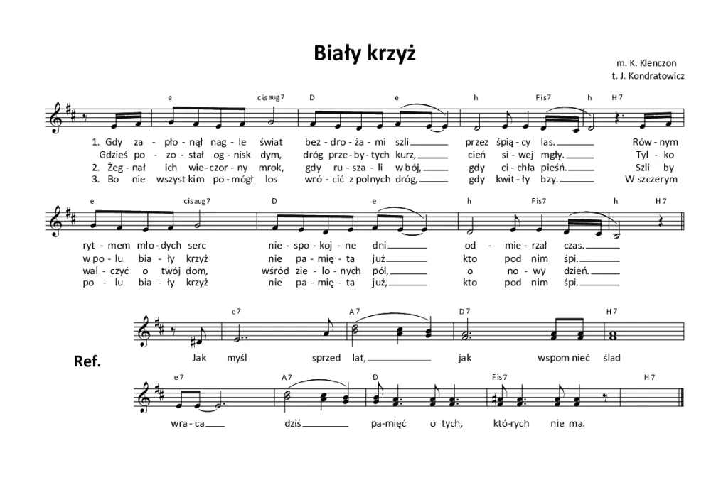 Chwyty gitarowe Biały Krzyż