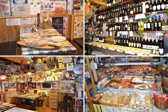 Turista assaggia prodotti locali in puteca tradizionale italiana