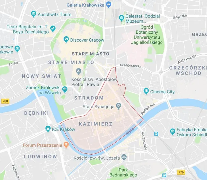 Kulinarny Kazimierz Krak&oacute;w mapa restauracji