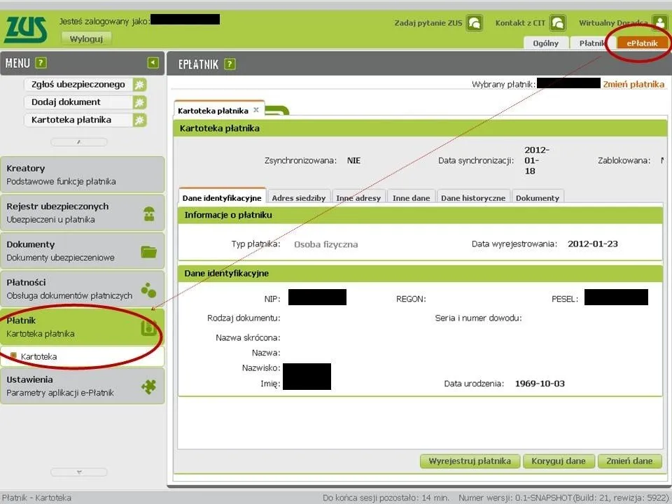 PUE ZUS logowanie panel płatnika