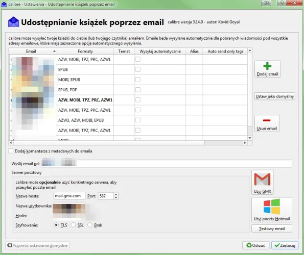 Zrzut ekranu z procesu wysyłki książki na adres @kindle.com z załącznikiem EPUB