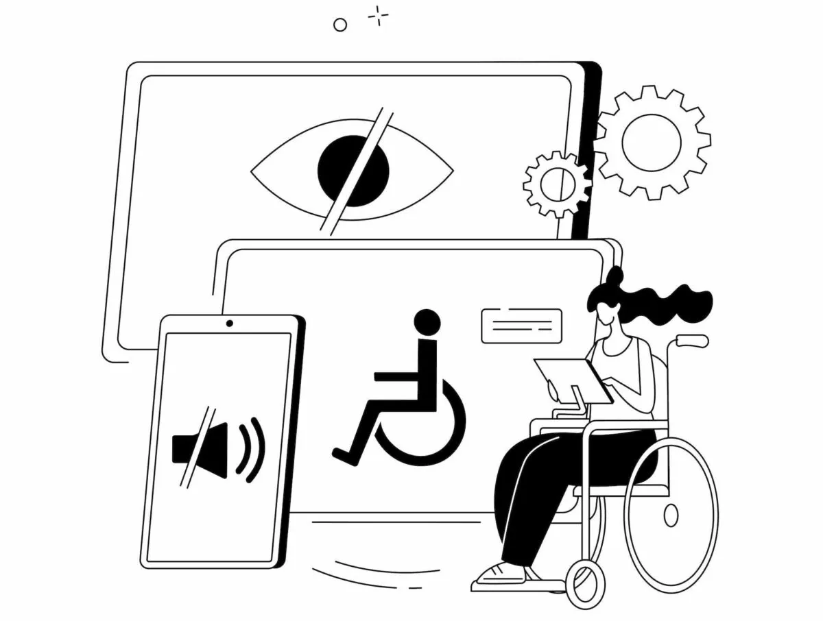 Osoba Głucha korzystająca z laptopa i smartfona