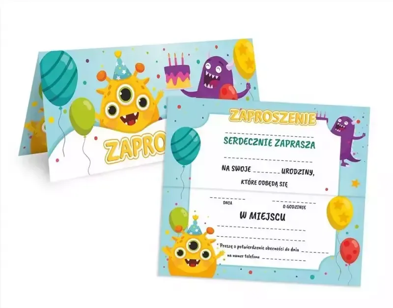 kreatywne, kolorowe zaproszenie na urodziny dziecka