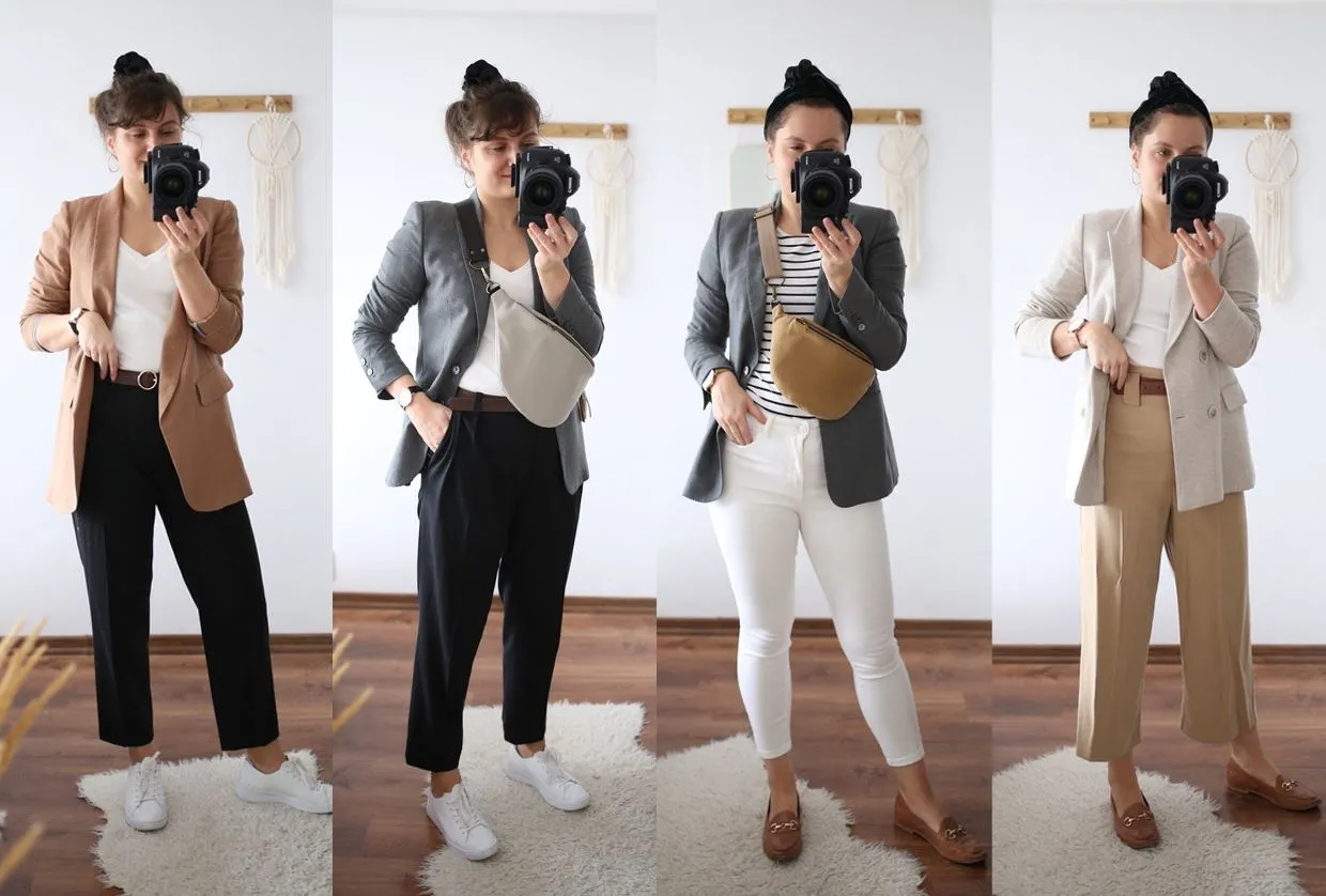 przykładowe stylizacje szafa kapsułowa wiosna